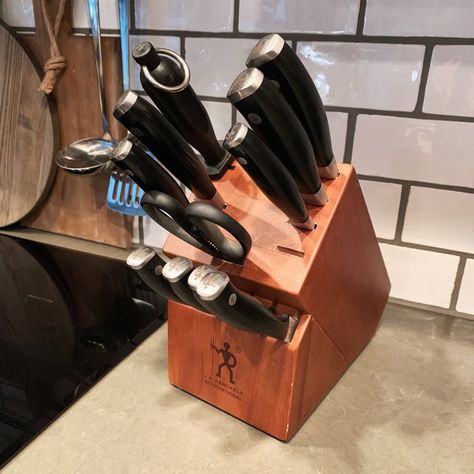 Ideas for Kitchen Countertop Decor — The Decor Formula Knife Block On Counter, Kitchen Countertops Decor Ideas, Kitchen Counter Remodel, Countertop Decor Kitchen, Multipurpose Kitchen Island, Kitchen Countertops Decor, Kitchen Countertop Decor Ideas, Countertop Decor Ideas, Kitchen Decor Hacks