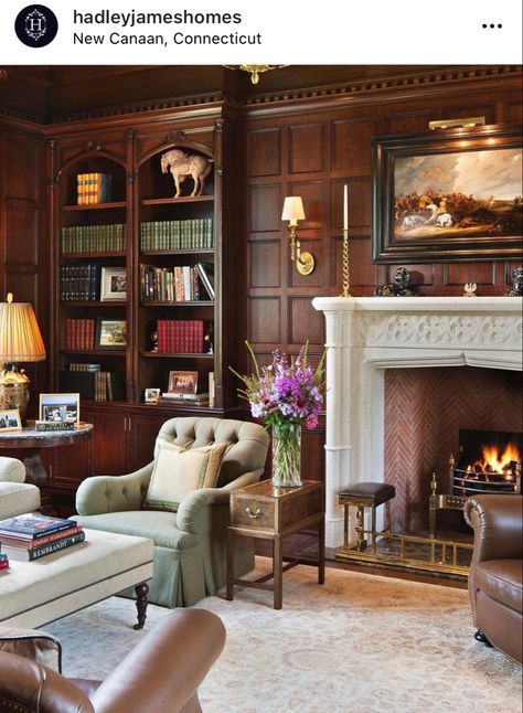 Shelton Mindel, Neoclassical Home, English Country Decor, Fire Places, Modern Library, Home Library Design, Hall Design, Home Libraries, Traditional Interior