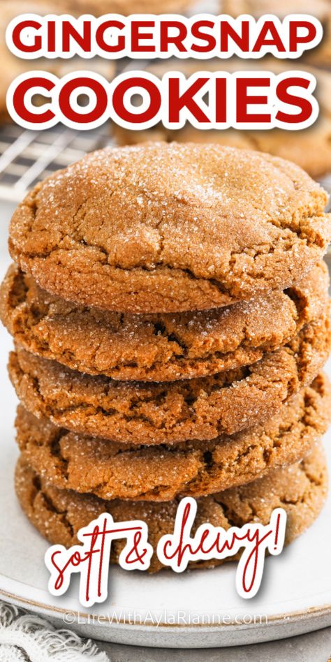 Indulge in the ultimate holiday treat with these Homemade Soft and Chewy Gingersnap Cookies! Perfectly spiced, irresistibly chewy, and bursting with warm flavors, these delightful cookies are a must-have for your festive baking repertoire. Dive into the joy of baking with this easy recipe! 🍪✨ #gingersnap #holidaybaking #cookies #festivetreats via @aylarianne Chewy Gingersnap Cookies, Cookies On A Plate, Soft Gingersnap Cookies, Gingersnap Cookies Chewy, Starbucks Cookies, Festive Baking, Gingersnap Cookies, Lemon Bars Easy, Ginger Molasses