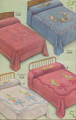 Vintage Goodness 1.0: Featured Collectible - Vintage Chenille Bedspreads Candlewick Bedspread, Going Bald, Childhood Memories 70s, Chenille Bedspread, Dressing Gowns, Paper Toy, Vintage Memory, Happy Memories, Sweet Memories