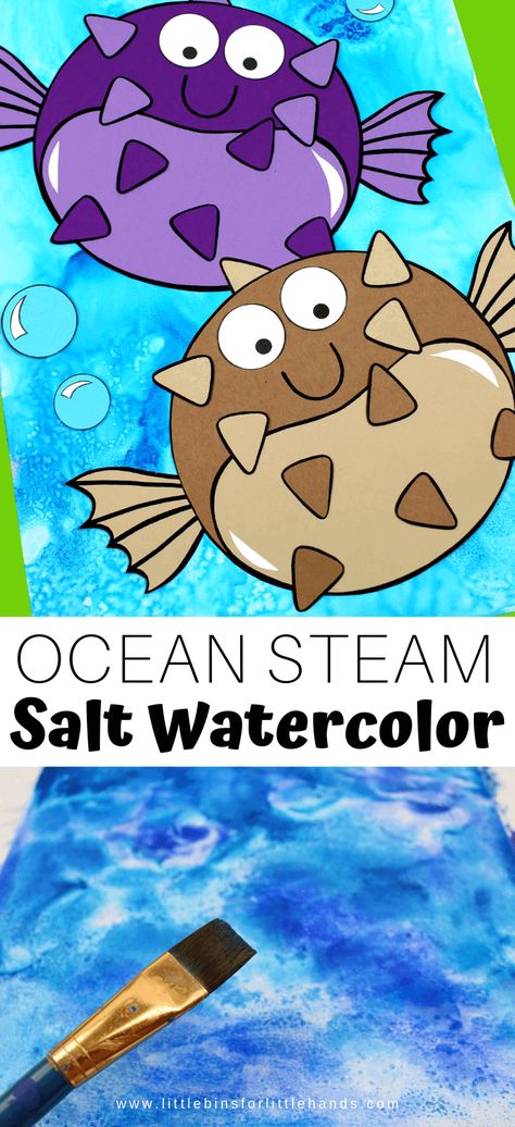 Fun Ocean Theme Salt Painting | Little Bins for Little Hands Sea Creature Preschool Activities, Marine Life Preschool Activities, Sea Creatures Activities Preschool, Sea Creatures Activities, Preschool Ocean Activities, Ocean Animal Activities, Ocean Activities Preschool, Ocean Preschool, Preschool Ocean