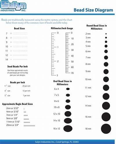 Bead Size Chart Printable, Seed Bead Size Chart Printable, Bead Size Chart Jewelry Making, Seed Bead Size Chart, Jewelry Template Free Printable, Bead Sizes Chart, Workbench Setup, Chrismon Patterns, Beading Instructions