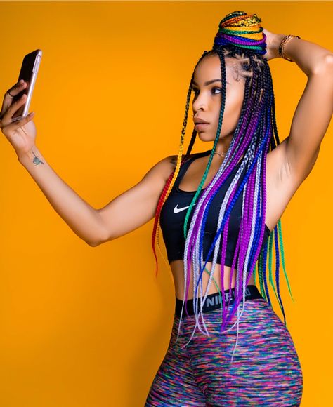 Braid Colours, Sho Madjozi, Ombré Braids, Shoulder Length Box Braids, Ombre Braids, Color Braids, Ombre Box Braids, Box Braids Crochet, Colored Box Braids