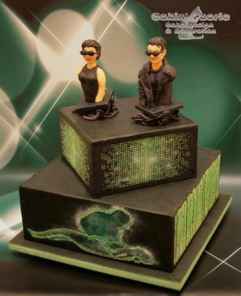 Be my Valentine Movie Nights Collaboration - The Matrix  by Suzanne Readman - Cakin' Faerie Matrix Cake, The Matrix 1999, Matrix 1999, Valentines Movies, Comic Book Shop, Character Cakes, The Matrix, Grooms Cake, Movie Nights