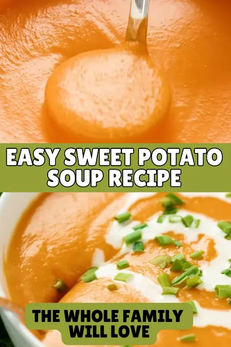 Potato Soup Recipes Easy, Sweet Potato Soup Recipes Easy, Yam Soup Recipe, Easy Sweet Potato Soup, Food For Fall, Potato Soup Recipes, Sweet Potato Soup Recipes, Easy Sweet Potato, Milk Bread Recipe