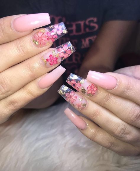 Rose Gold Nails Acrylic, Pink Flower Nails, Glossier Nail Polish, Secret Nails, Encapsulated Nails, Instagram Flowers, Purple Nail, Rose Gold Nails, Pink Acrylic Nails