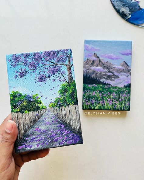 Dreamy💜🪻(shipping worldwide) Left one available for sale. [acrylic painting, art, artwork, artist, Instagram, purple aesthetics, nature, cherry blossom] #canvas #acrylicpainting #painting #artworks #artistsoninstagram #purpleaesthetic Purple Art Aesthetic Painting, Purple Painting Ideas, Diary Ideas Creative, Diary Ideas Aesthetic, Art Diary Ideas, Cherry Blossom Painting Acrylic, Aesthetics Nature, Purple Aesthetics, Playful Painting