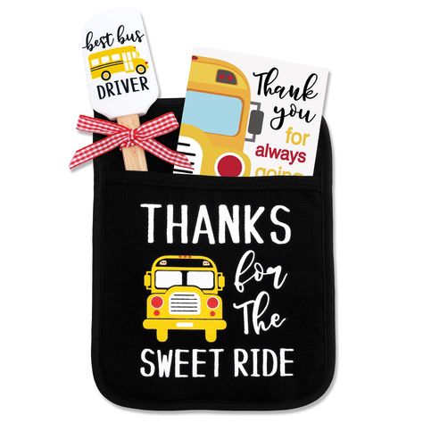 PRICES MAY VARY. Set of 3 Souvenirs in One Package-Package includes 1 pcs pot holder,1 pcs silicone spatula ,1 pcs thank you card(4" x 6"). Great for appreciation week, birthday, retirement, and Christmas gift for the bus drivers. Bus Driver Appreciation Gift Basket Ideas-Finding the right gift to show appreciation for a bus driver will be a huge challenge. This kit is one of the gifts that most bus drivers and parents will approve of because of the price and fancy design. Thanks For The Sweet R Bus Driver Appreciation, Kitchen Christmas Gifts, Christmas Craft Show, Teacher Gift Baskets, Bus Driver Gifts, Baking Kit, School Bus Driver, Staff Appreciation, Relaxation Gifts