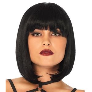 Bob Black Wig - 392957 | trendyhalloween.com Short Natural Bob, Womens Short Bob Hairstyles, Natural Bob, Grey Hair Wig, Trendy We Fryzurach, Cheap Human Hair Wigs, Long Bobs, Long Human Hair Wigs, How To Cut Bangs