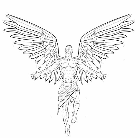 Angel Tattoo Men Design, Angel Tattoo Men Back, Angel Tattoo Outline, Tattoo Ideas For Men Chest, Traditional Panther Tattoo, Chest Tattoo Stencils, Front Shoulder Tattoos, Mandala Hand Tattoos