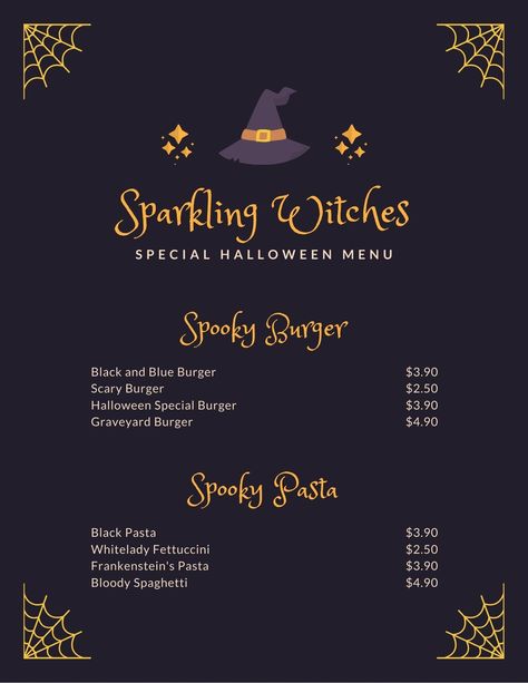 Templates Black And Blue Burger, Black Pasta, Burger Specials, Hocus Pocus Party, Halloween Menu, Disney Movie Night, Halloween Graveyard, Special Halloween, Design Basics