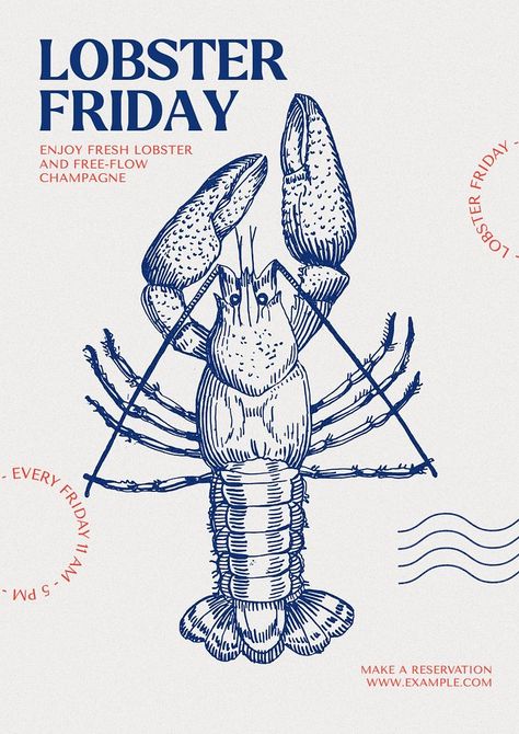 Lobster Drawing Simple, Seafood Branding, Brochure Restaurant, Lobster Drawing, Lobster Restaurant, Lobster Art, Plate Drawing, Menu Illustration, Crab Print