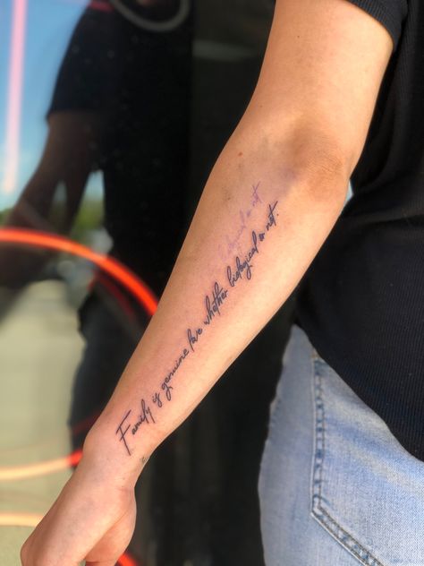 Writing On Inner Arm Tattoo, Cursive Writing Tattoos Forearm, Men Writing Tattoo, Word Sleeve Tattoo, Writing On Forearm Tattoo, Word Tattoo For Men, Mens Word Tattoos, Forearm Tattoo Writing, Sentence Tattoo Men