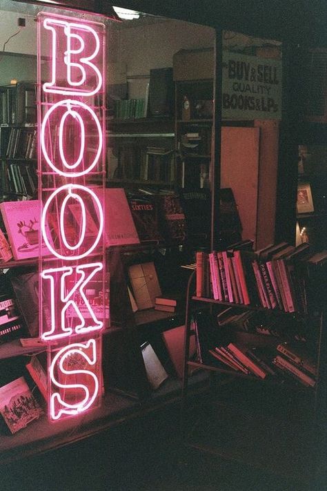 Indie Photos, Nature Images, Neon Lights, I Love Books, Book Store, Grunge Aesthetic, Neon Lighting, Love Book, Book Aesthetic