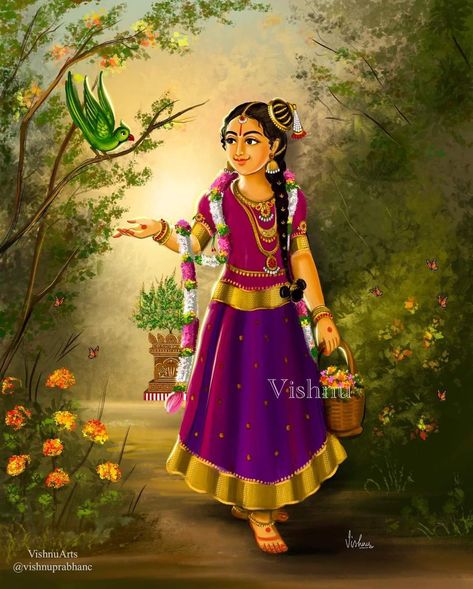 ஆண்டாள் Images, Goddess Andal Drawing, Godadevi Images, Aandal Krishna, Saree Painting Designs, Boat Neck Blouse Design, Krishna Drawing, Kerala Mural Painting, Indian Art Gallery