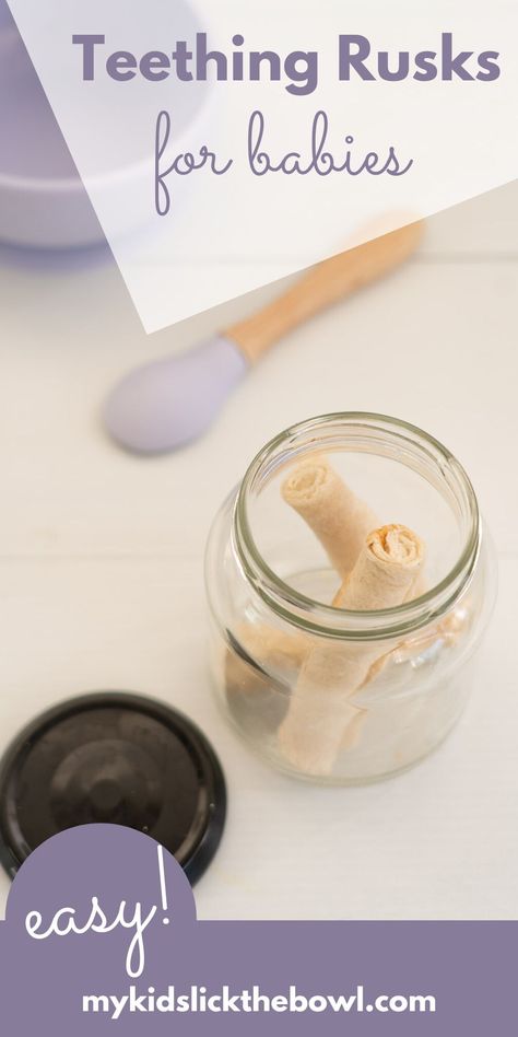 A super quick 60-second recipe for hard baby rusks the perfect teething biscuit for babies to gnaw on as a teething remedy #teething #homemadebabyfood #babyledweaning Teething Rusk Recipe, Teething Wafers Recipe, Homemade Teething Biscuits, Baby Teething Biscuits, Snack Stick Recipe, Homemade Baby Snacks, Rusk Recipe, Teething Biscuits, Healthy Homemade Snacks