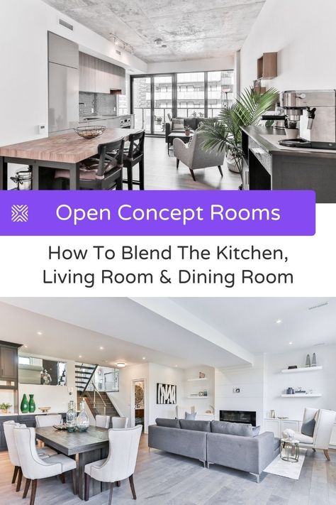 An open floor plan offers a feeling of freedom and fluidity that closed spaces just cannot offer. As a bonus, this layout improves natural lighting more optimally. Check these open floor plan ideas that blend the kitchen, living room and dining room Grey Open Plan Kitchen Living Room, Open Concept Kitchen Dining Living Room Floor Plan, Under Stairs Design Ideas, Dining Room Living Room Combo Layout, Under Stairs Design, Dining Room Living Room Combo, Open Concept Kitchen Dining Living Room, Kitchen Under Stairs, Small Open Concept