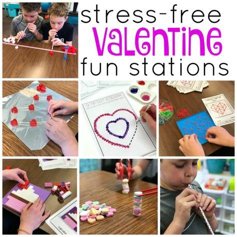 Take the head-ache out of Valentine's Day party activities by using these STRESS-FREE games and activities. These independent stations will make the day a blast for you and your students. Kindergarten Valentine Party, Classroom Valentines Party, Holiday Party Activities, Valentines Class Party, Kindergarten Party, Valentine's Day Party Games, Valentine Party Game, Differentiated Kindergarten, Kindergarten Valentines