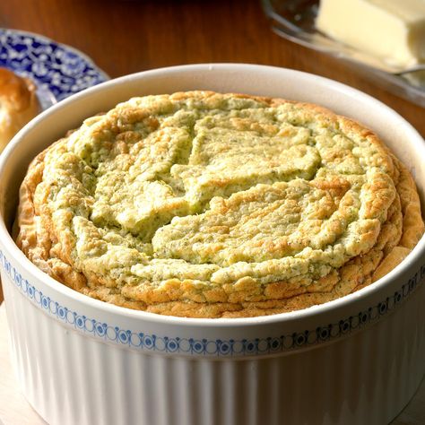 Royal Broccoli Souffle Recipe -Talk about impressive! This side dish has never fails to impress even the toughest of critics; my family. —Linda Evancoe-Coble, Leola, Pennsylvania Broccoli Souffle, Broccoli Recipes Healthy, Souffle Recipe, Broccoli Side Dish, Healthy Egg Recipes, Broccoli Cheese Casserole, Christmas Sides, Souffle Recipes, Soft Foods