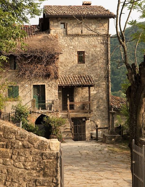 Reggio Emilia Italy, Old Stone Houses, Medieval Houses, Medieval World, Stone Cottage, Village House Design, Old Stone, Medieval Town, Stone Houses