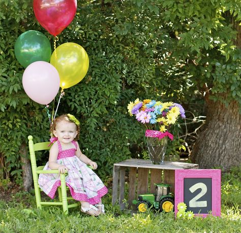 John Deere for girl 2nd Birthday Pictures, John Deere Birthday Party, Half Birthday Baby, 2nd Birthday Photos, Happy Birthday Cake Images, Outdoor Birthday, 2nd Birthday Party Themes, Twin Birthday, Birthday Photography