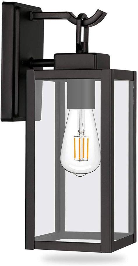 Hykolity Outdoor Wall Lantern, Matte Black Wall Light Fixtures(Bulb Not Included), Architectural Wall Sconce with Clear Glass Shade for Entryway, Porch, Doorway, ETL Listed - - Amazon.com Carriage Lights, Outdoor Porch Lights, Porch Light Fixtures, Entryway Porch, Architectural Wall, Black Wall Lights, Exterior Light Fixtures, Black Wall Lamps, Exterior Wall Light