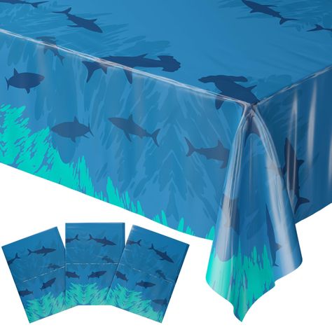 PRICES MAY VARY. Pe Plastic [PERFECT DECORATION] These Shark Table Covers are a perfect complement to your under the sea birthday, ocean birthday or other shark-themed events! They will make your table settings look ocean-tastic! [PLASTIC] These sturdy, reusable plastic shark table covers are designed with you and your family in mind! They make great under the sea decorations and/or shark-themed backdrops! [PARENTS WILL LOVE THESE] Parents will love having these Sea Shark table cloths. They add Ocean Theme Birthday Party, Fun Table Settings, Shark Baby Shower, Leopard Print Party, Under The Sea Decorations, Ocean Theme Birthday, Shark Themed Birthday Party, Ocean Birthday, Shark Birthday Party