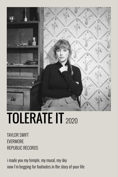 Tolerate It Poster, Poster To Print, Taylor Album, Evermore Era, Tolerate It, Polaroid Album, Posters Music, It Poster, Swift Aesthetic