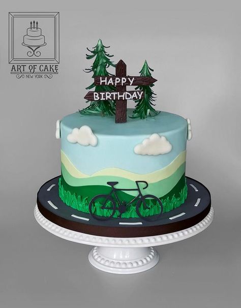 Running Cake, Cycling Cake, Bicycle Cake, Nature Cake, Camping Cakes, Bike Cakes, Paper Trees, 90th Birthday Cakes, 70th Birthday Cake