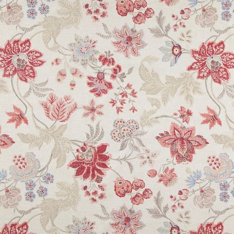 Zepel Frangipani Coral | Zepel Fabrics & Wallpapers Roman Blinds And Curtains, Animal Print Upholstery, Floral Upholstery Fabric, Floral Upholstery, Flowers Red, Natural Fibre, Rare Flowers, Curtain Material, Sweet Floral