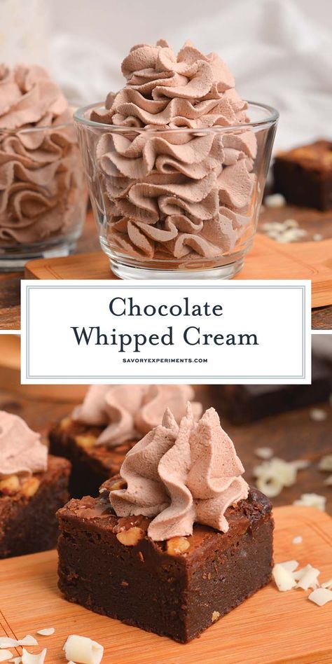 Chocolate Whipped Cream Desserts, Chocolate Whip Cream, Whipped Chocolate Frosting, Recipes With Whipping Cream, Chocolate Whipped Cream, Cake Fillings, Whipping Cream, Sweet Sauce, Filling Recipes