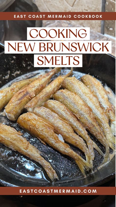 How to fry up fresh caught New Brunswick Smelts with only three ingredients: smelts, flour, and butter. #seafood #cooking #fish Smelt Fish Recipe, Fried Smelt Recipe, Smelt Recipe, Crabby Patty, Crabby Patties, Cooking Fish, Rivers Streams, Back Bone, Best Appetizer