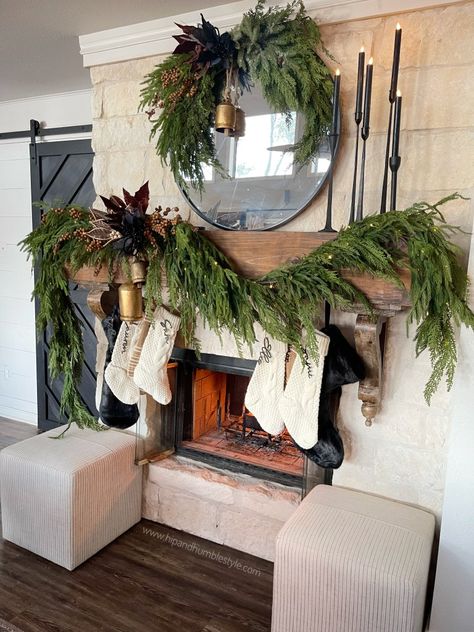 Woodland Christmas Tree, Mantel Design, Christmas Mantle Decor, Christmas Fireplace Decor, Christmas Mantel, Faux Greenery, Christmas Interiors, Christmas Mantle, Woodland Christmas