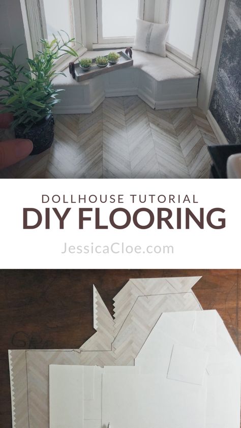 Paper Flooring, Dollhouse Flooring, Doll House Flooring, Dollhouse Tutorials, Dollhouse Miniature Tutorials, Doll House Plans, Dollhouse Projects, Dollhouse Miniatures Diy, Modern Dollhouse