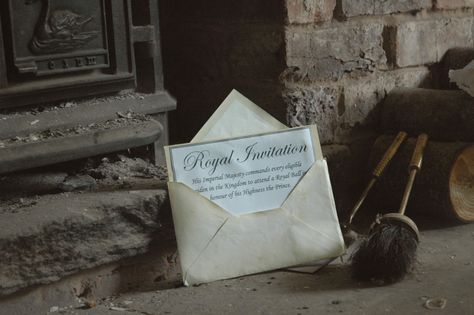 The invitation sat on the floor after Ella's two step sisters had tossed it there when they realized they still had to get fabric for their gowns. That's when Ella noticed that it said "Every eligible maiden is to attend the royal ball by order of the King". Royal Invitation, Cinderella Aesthetic, Selection Series, Fairytale Aesthetic, Kiera Cass, Royal Ball, Have Courage And Be Kind, Disney Aesthetic, Princess Aesthetic