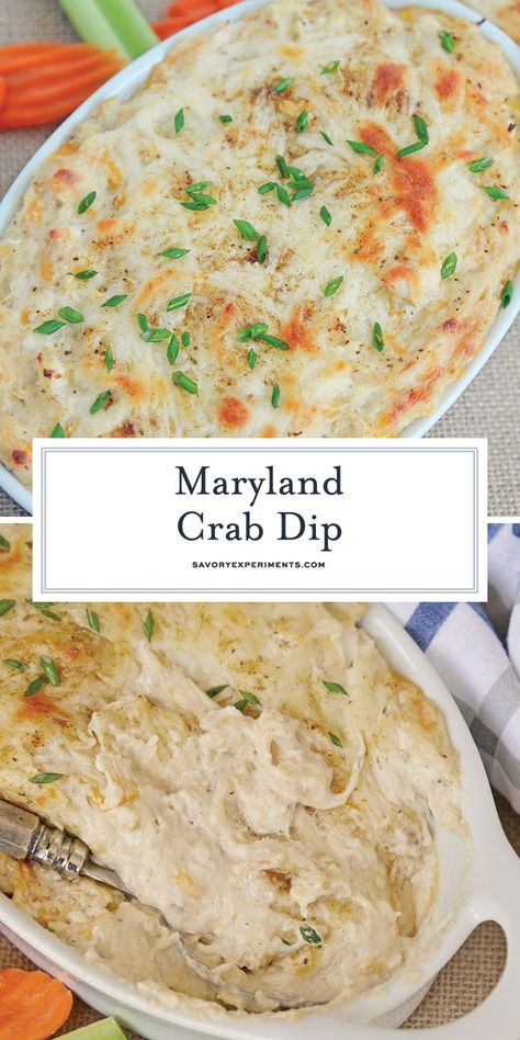 Maryland Crab Dip, Hot Crab Dip Recipe, Creamy Crab Dip, Hot Crab Dip, Crab Dishes, Creamy Crab, Lump Crab, Crab Dip, Carrot Sticks