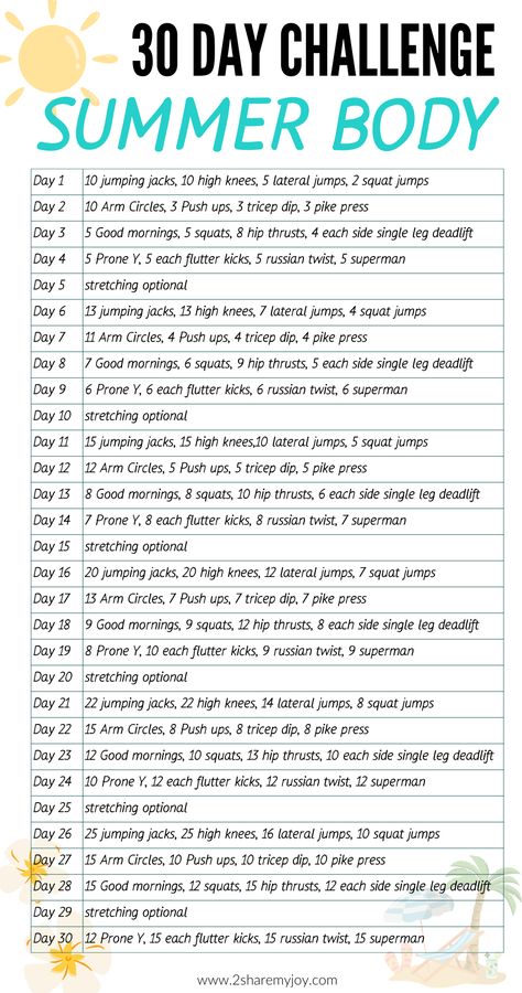 Transform your fitness routine with our 30-Day Summer Body Challenge! No equipment needed, just 5-10 minutes a day to start seeing results. Adapt the workouts to increase difficulty and maximize your progress. Ready to get started? Click through for all the details and join the challenge today! #SummerWorkoutChallenge #FitnessGoals #GetMoving July Fitness Challenge, How To Get A Summer Body In A Week, Exercise Challenge 30 Day, July Workout Challenge, Fitness Challenge 30 Day, Summer Fitness Challenge, Workout Challenge 30 Day, 30 Days Workout Challenge, 30 Day Challenge Fitness