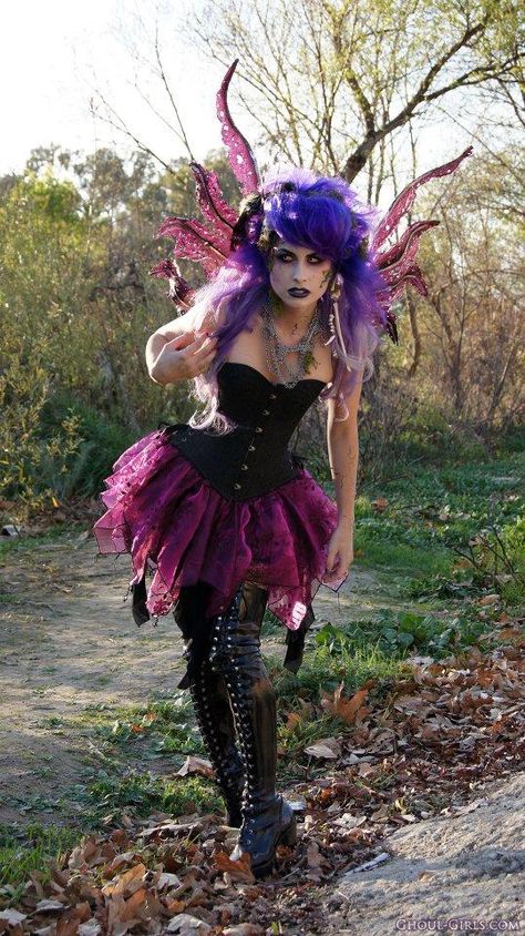 Wild Purple Fairy Purple Costumes Ideas, Dark Fae Ren Faire, Purple Mushroom Costume, Goth Ren Faire Outfit, Evil Fairy Costume, Goth Fairy Costume, Gothic Fairy Costume, Purple Fairy Costume, Dark Fairy Outfit