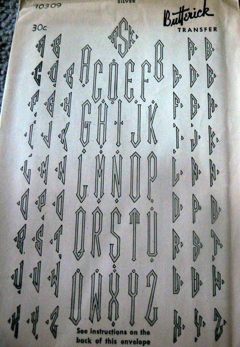 VTG 1920s BUTTERICK Transfer Pattern ART DECO MONOGRAMS Art Deco Embroidery, Art Deco Monogram, Monogram Embroidery, Ribbon Work, Pattern Art, Hand Embroidered, Beading, Embellishments, Art Deco