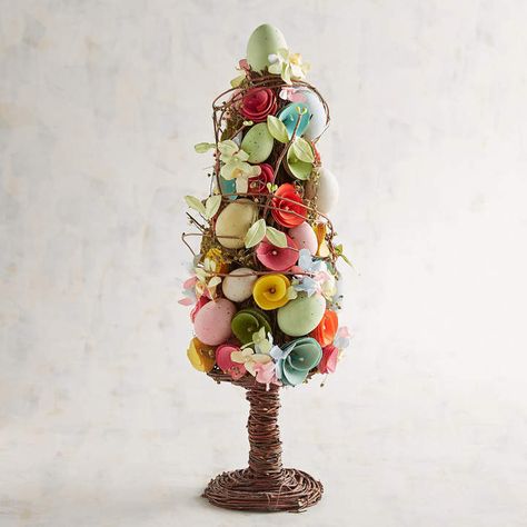 Faux Flower & Easter Egg Wood Curl Topiary Spring Topiary, Easter Topiary, Easter Egg Tree, Creative Wreaths, Egg Tree, Easter Garden, Moms Crafts, Easter Tree, Spring Easter Decor