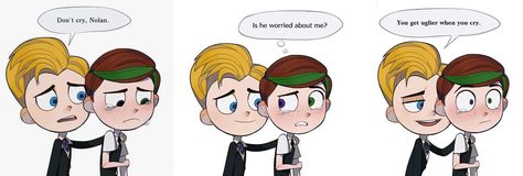 Lou X Nolan Comic, Nolou Ship, Ugly Dolls Lou X Nolan, Lou X Nolan Fanart, Lou X Nolan, Drawing Face Expressions, Minecraft Drawings, The Golden Boy, Kawaii Bags