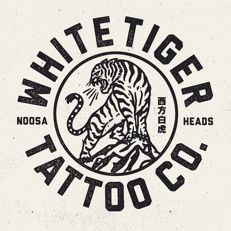 White Tiger Tattoo, Typographie Logo, Vintage Logos, Co Logo, Inspiration Logo Design, Illustration Tattoo, Tiger Illustration, Vintage Packaging, Bold Logo