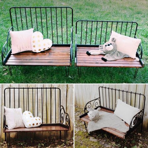 Repurposed IKEA minnen bed into children’s benches Minnen Bed Hack, Ikea Minnen Bed Hack, Minnen Bed Kids Room, Ikea Havks, Ikea Minnen Bed, Ikea Girls Bedroom, Ikea Hack Bench, Bed Kids Room, Diy Kallax