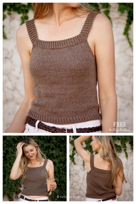 Knit Summer Tank Top Free Knitting Patterns - Knitting Pattern Knitted Tank Top Pattern Free, Knit Top Pattern Free, Knit Tank Top Pattern, Tank Pattern, Summer Knitting Patterns, Summer Top Pattern, Knit Top Patterns, Summer Knit Tops, Tank Top Pattern