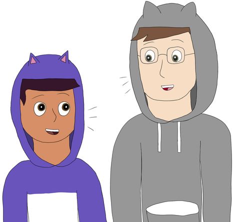 Patton Sanders, I Miss You More, Sanders Sides, Thomas Sanders, Sander Sides, Cat Hoodie, Sanders, Original Art, Best Friends