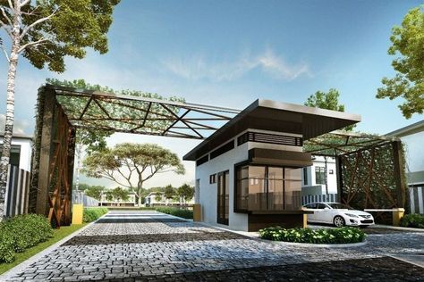 Gated Entrance Guard House Entrance, Guardhouse Design, Guard House Design, Condominium Entrance, Subdivision Entrance, Canopy Walkway, Residential Entrance, Tor Design, Canopy Architecture