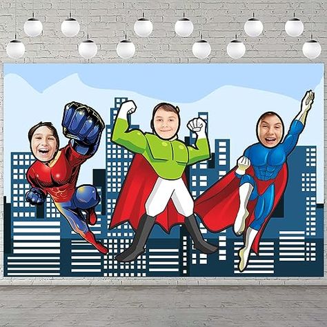 Amazon.com: Superhero Photo Banner Backdrop Background Large Hero Face Photo Booth Props Pretend Play Party Game Superhero Theme Decor for 1st Birthday Party Baby Shower Favors Supplies Decorations : Electronics Superhero Photo Booth, Superhero Backdrop, Superhero Pictures, Funny Party Games, Boys Birthday Party Decorations, Photo Booth Sign, Photos Booth, Baby Shower Supplies, Party Funny