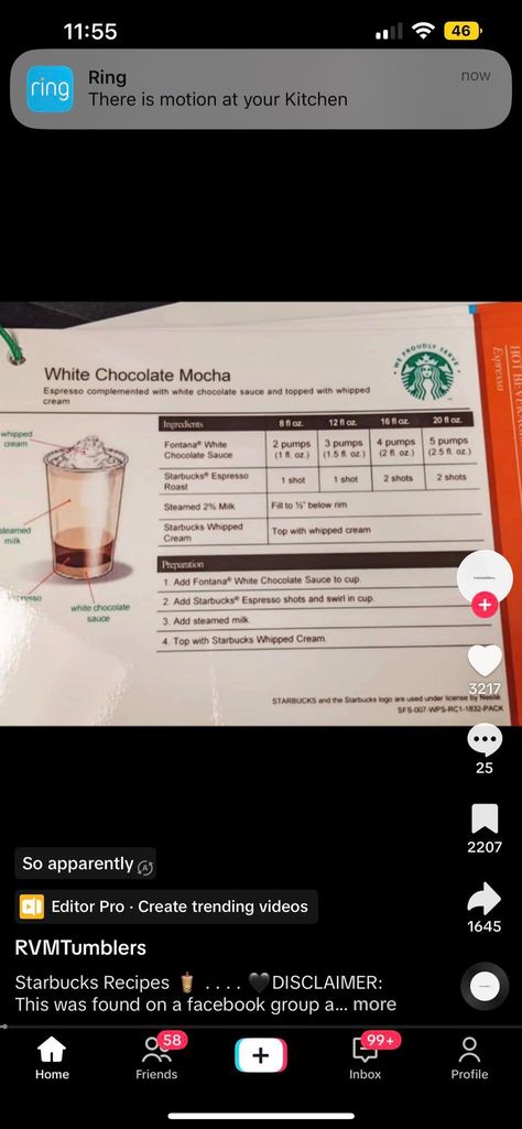 Joscelyn Oung - If y'all missed that TikTok that leaked... Leaked Starbucks Recipes, Starbucks Leaked Recipes, White Chocolate Sauce, White Chocolate Mocha, Fancy Drinks, Homemade Drinks, Starbucks Recipes, Chocolate Sauce, Starbucks Drinks