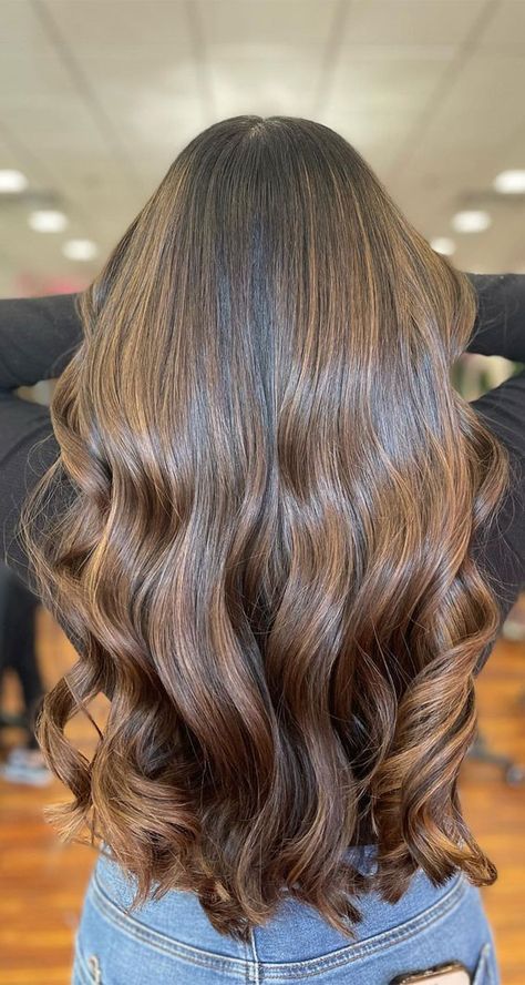 102. Chestnut Balayage Long Hair When it comes to our hair looks, we all want our hair colour and style to always look beautiful....