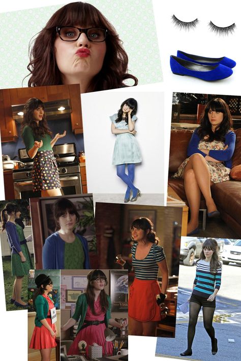 Jessica Day Inspired Outfits, Jess Day Costume, Jessica Day Style, Jessica Day Costume, Twee Fashion, Twee Aesthetic, Jess Day, Brown Curly Wig, Zooey Deschanel Style